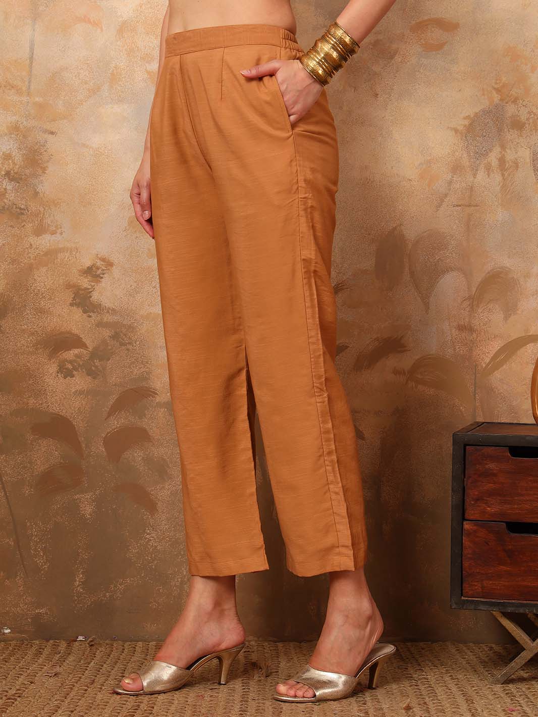Beige Erode Silk Kurta Set with Sequin Work Chiffon Dupatta - Mahukaa