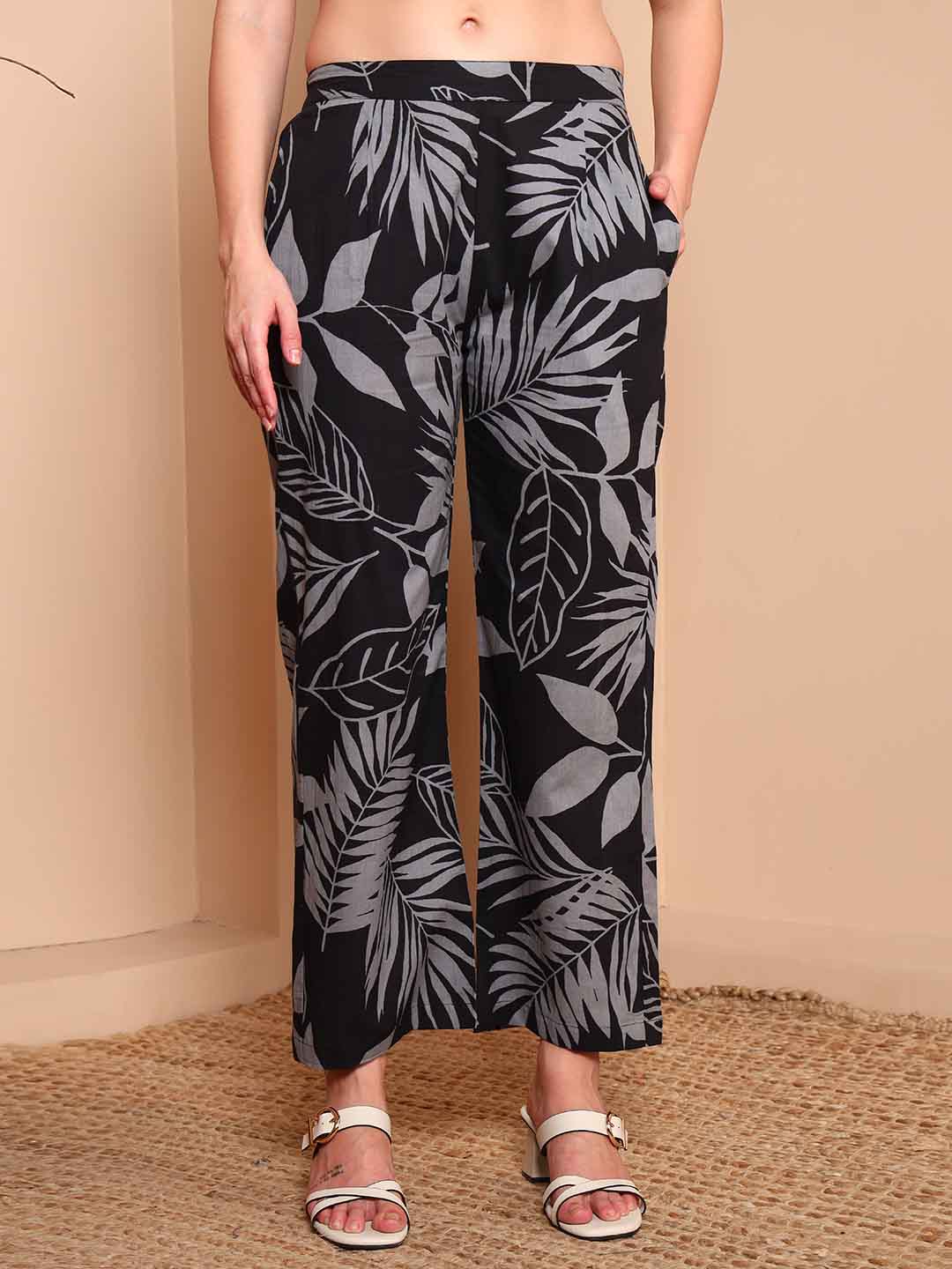 Black Floral Co - ord Set in Pure Cotton - Mahukaa