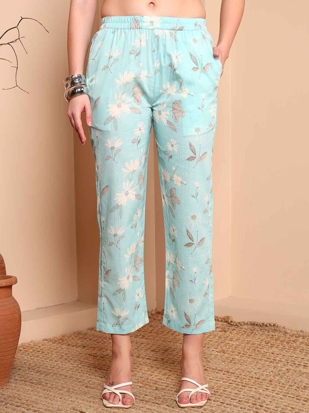 Light Blue Floral A - Line Co - ord Set - Mahukaa