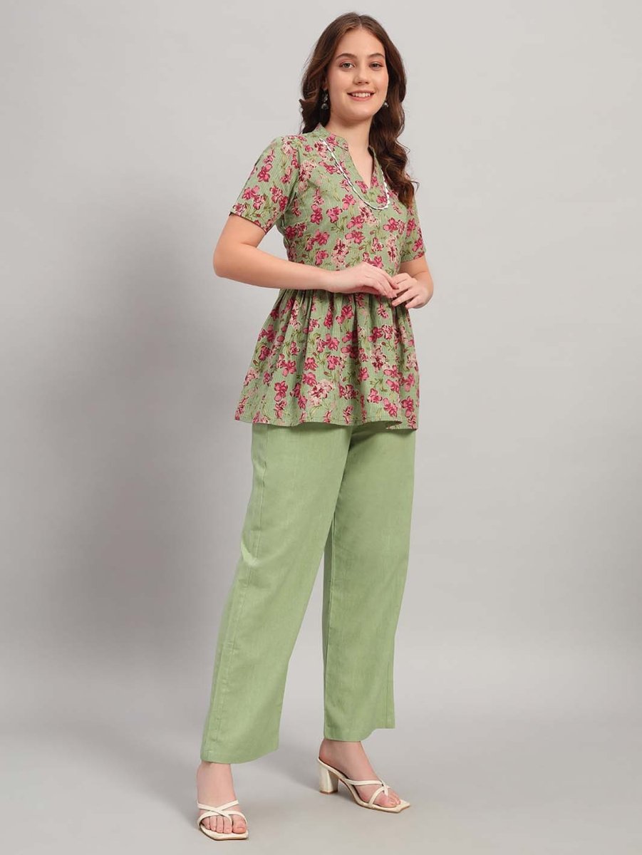 Mint Green Floral Co - ord Set - Mahukaa