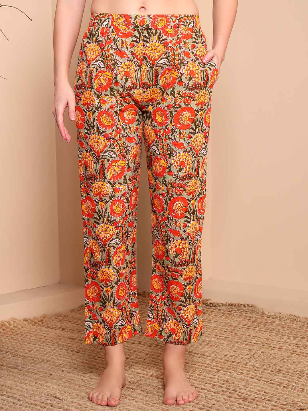 Multi - Color Floral Pure Cotton Co - ord Set with Round Collar - Mahukaa