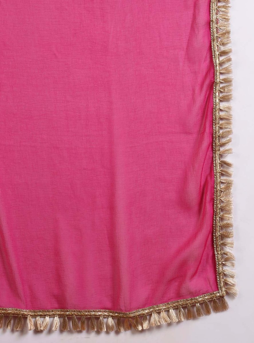 Mustard angrakha floral anarkali set with dupatta - Mahukaa