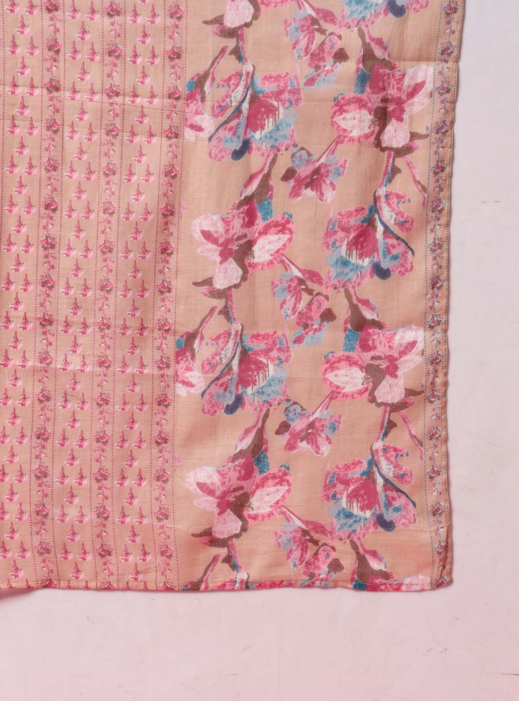 Peach Floral Halter Neck A - Line Kurta Set - Mahukaa