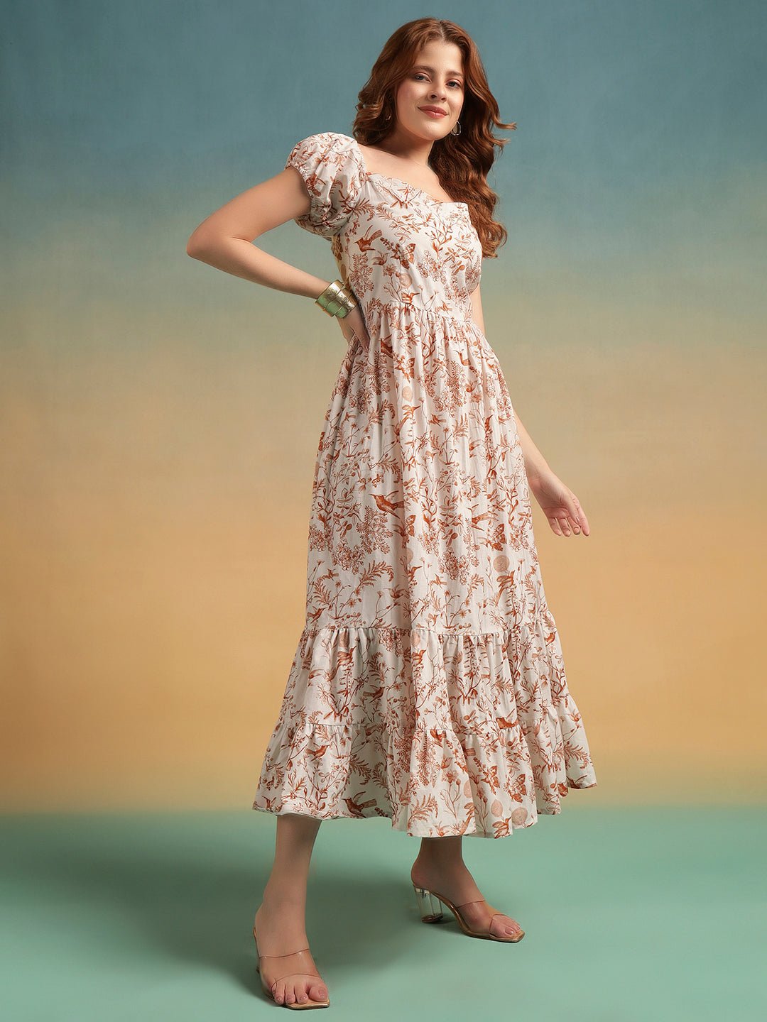 White Floral Tiered Off - Shoulder Dress - Mahukaa