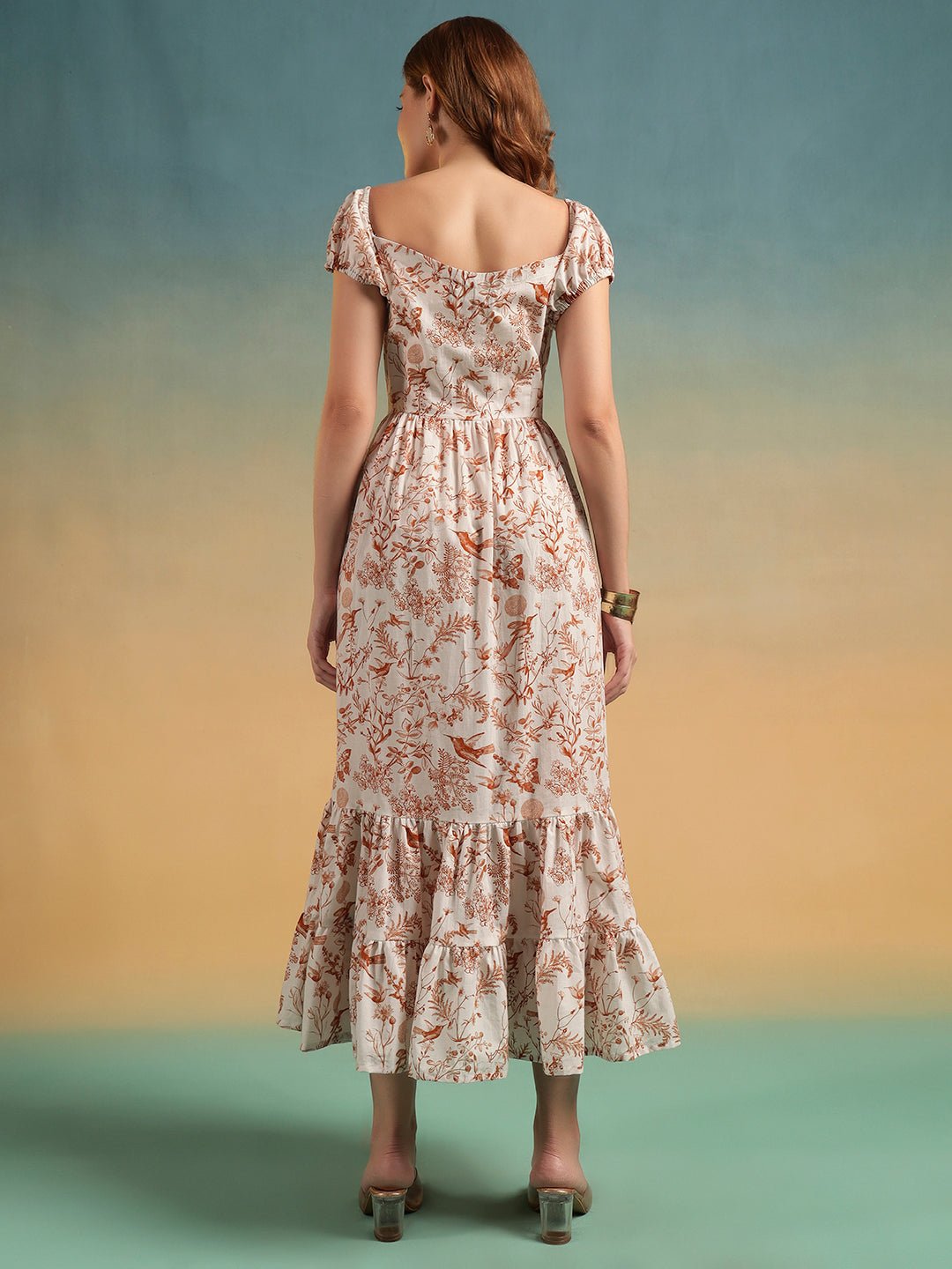 White Floral Tiered Off - Shoulder Dress - Mahukaa