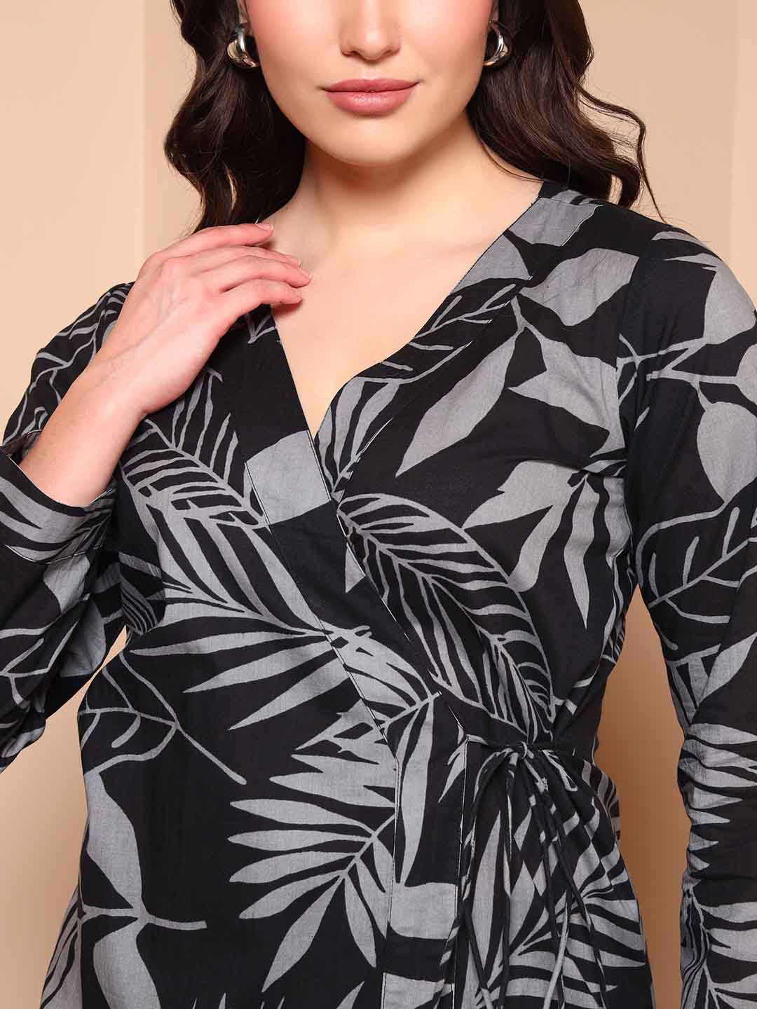 Black Floral Co - ord Set in Pure Cotton - Mahukaa