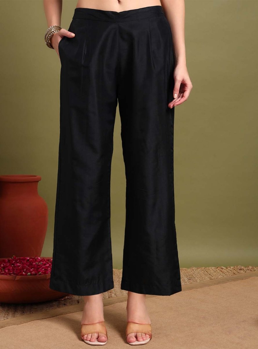 Black Zari Embroidery Kurta Set With Dupatta - Mahukaa