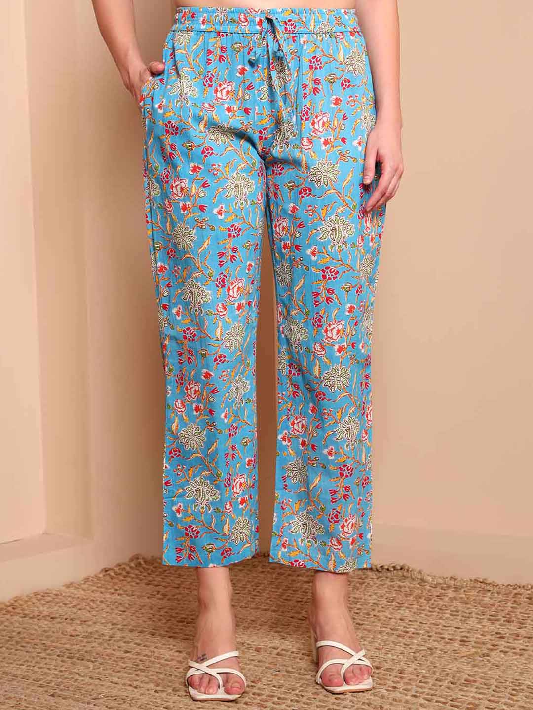 Blue Pure Cotton Floral Kaftan Set - Mahukaa
