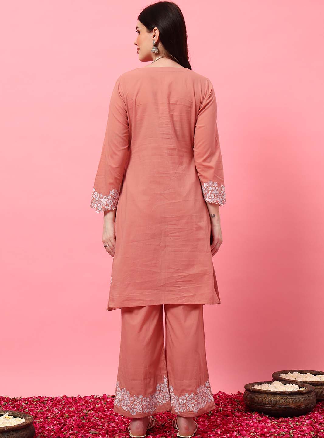 Blush Pink Embroidered Co - ord Set - Mahukaa