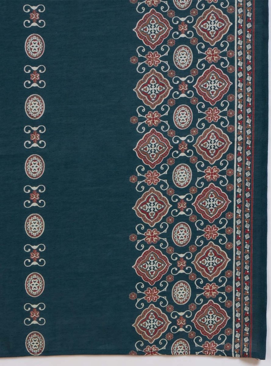 Green V - Neck Fusion Kurta Set with Blouse & Printed Dupatta - Mahukaa