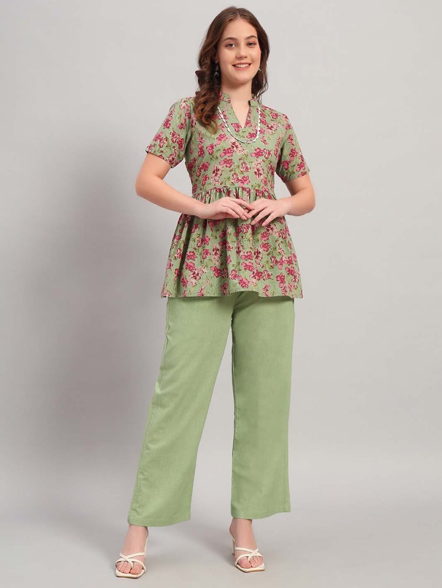 Mint Green Floral Co - ord Set - Mahukaa