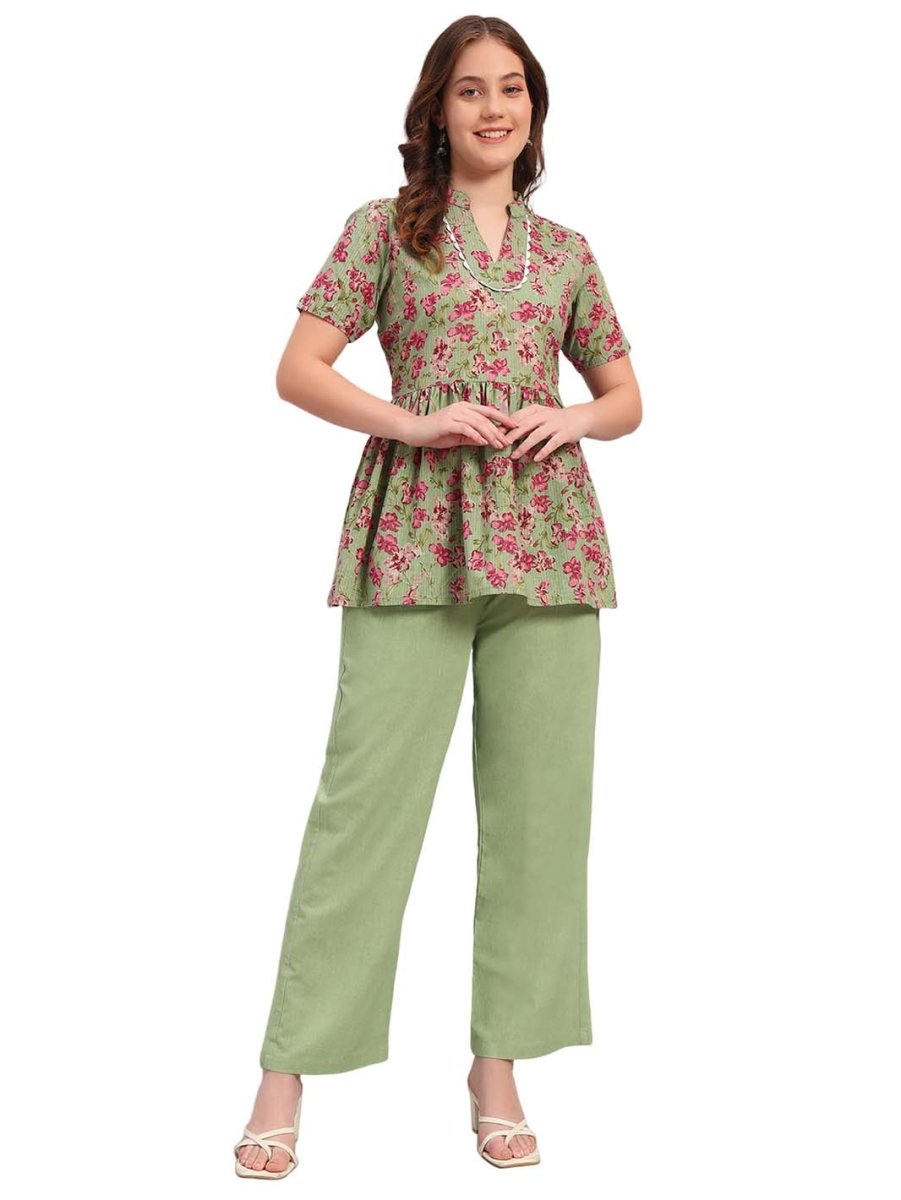 Mint Green Floral Co - ord Set - Mahukaa
