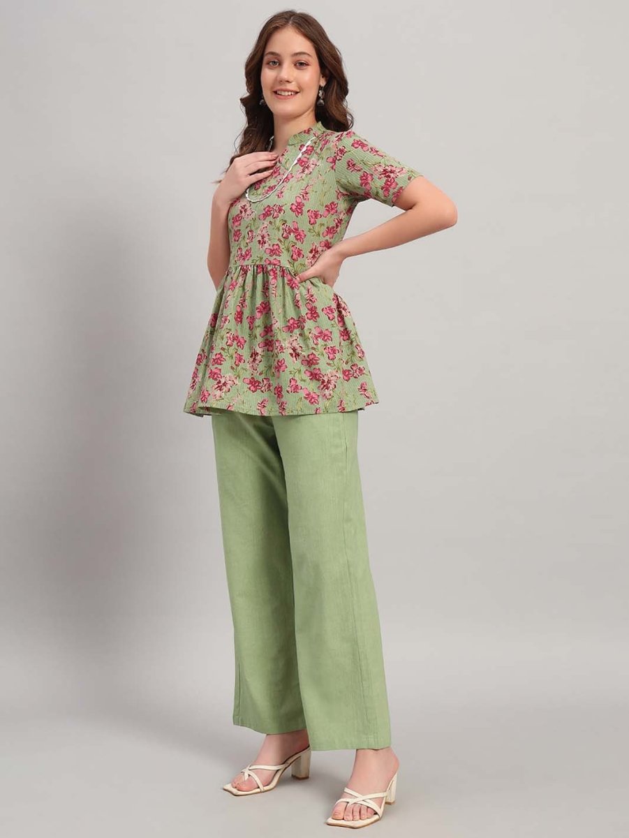 Mint Green Floral Co - ord Set - Mahukaa