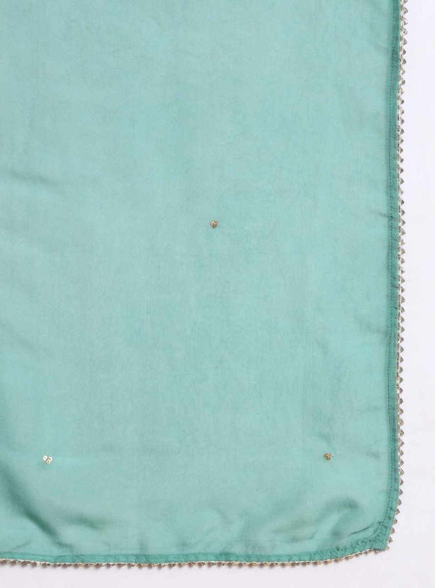 Mint Green Pani gold inticate embroidery kurta set with dupatta - Mahukaa
