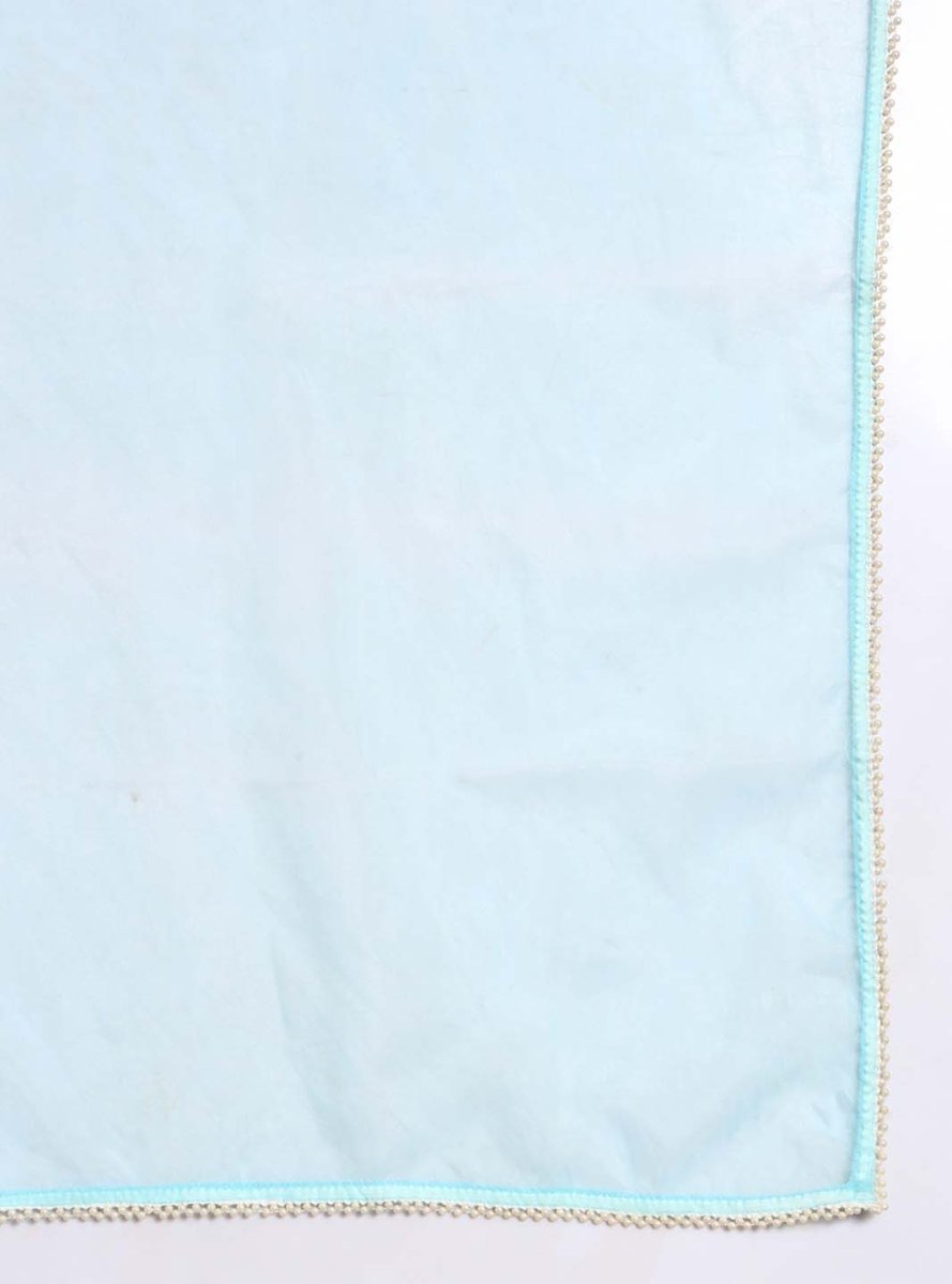 Powder blue dori & thread work embroidery kurta set with dupatta - Mahukaa