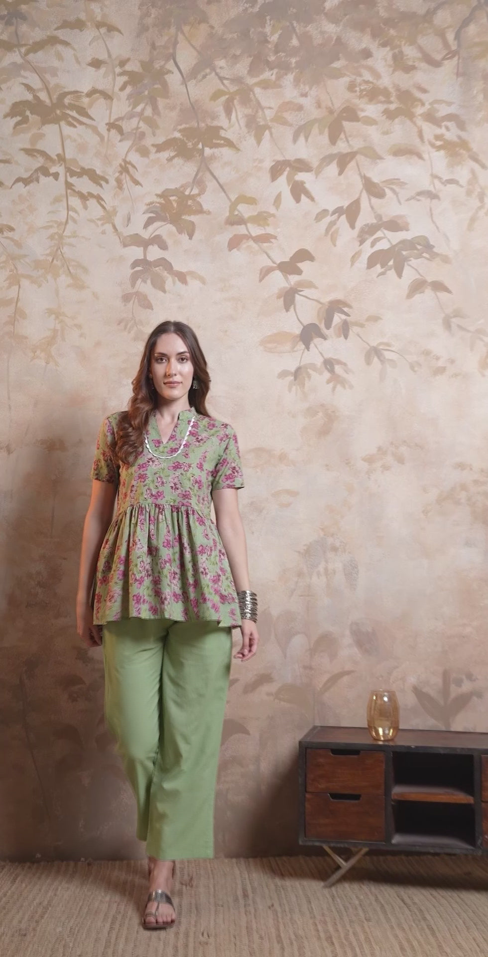 Mint Green Floral Co-ord Set with Elegant Embroidery and Contemporary Fit