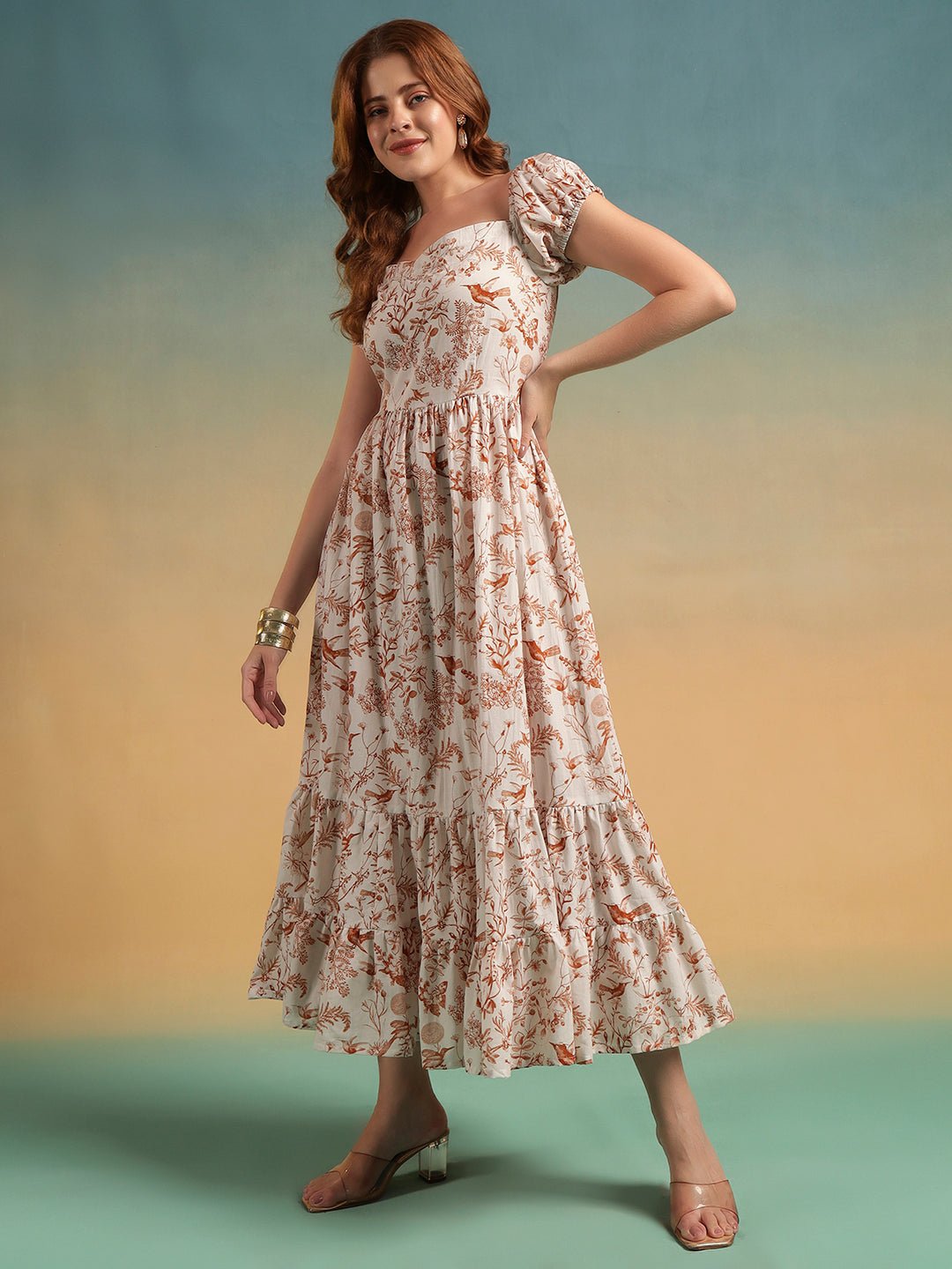 White Floral Tiered Off - Shoulder Dress - Mahukaa